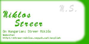 miklos streer business card
